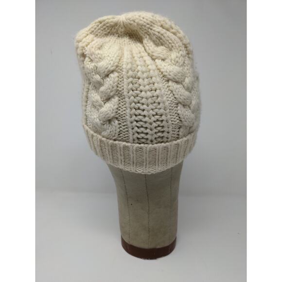 K Accessories Cable Knit Beanie Hat Cream 100% Recycle Material - Picture 6 of 11